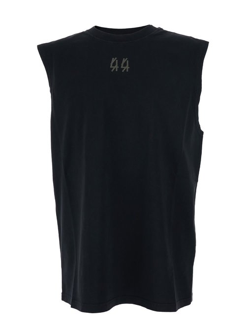 44 Label Group Black Sleeveless Crewneck Top With Logo Detail On The FrOnt And Maxi Logo Print On The Rear In CottOn Man - B0030580FA673P731
