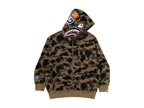 A Bathing Ape 1st Camo Jacquard Shark Relaxed Fit Full Zip Hoodie - Yellow - 1L30-115-304