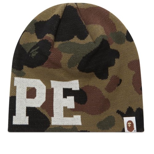 A Bathing Ape 1st Camo Knit Skull Beanie - Green - 001HTL801002M-GRN