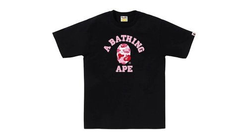 A Bathing Ape ABC Camo College Tee - White/Pink - 1L30-110-005