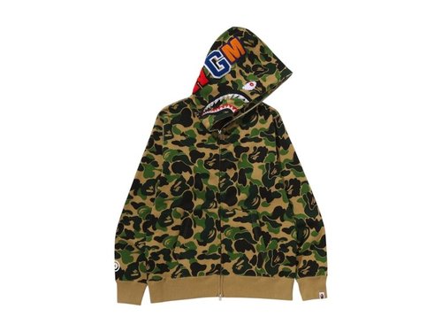 A Bathing Ape ABC Camo Crystal Stone Shark Full Zip Hoodie - Blue - 1L30-115-008