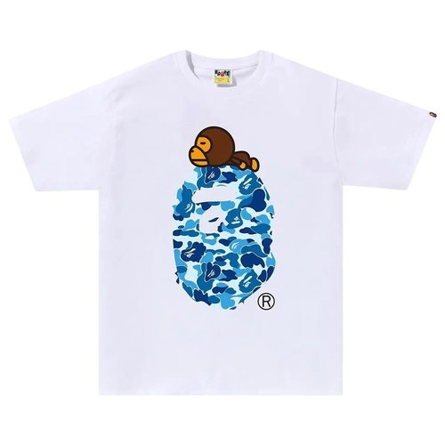 A Bathing Ape ABC Camo Milo On Big Ape Tee white blue - White/Blue - 2K30110004WH9