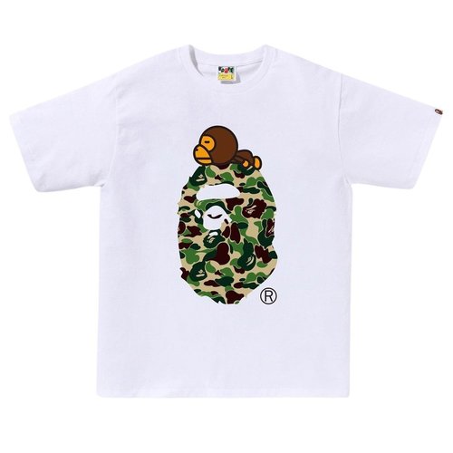 A Bathing Ape ABC Camo Milo On Big Ape Tee white green - White/Green - 2L30110002WH0