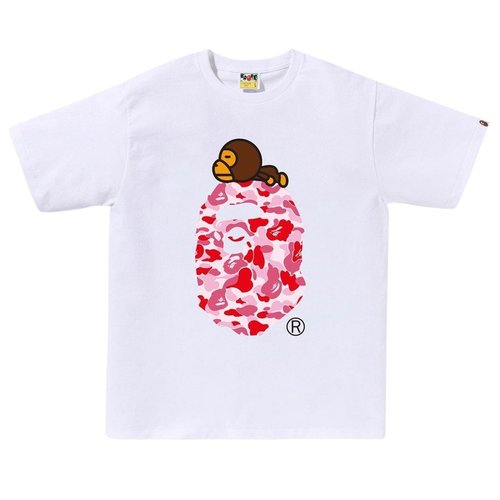 A Bathing Ape ABC Camo Milo On Big Ape Tee white pink - White/Pink - 2L30110002WHG