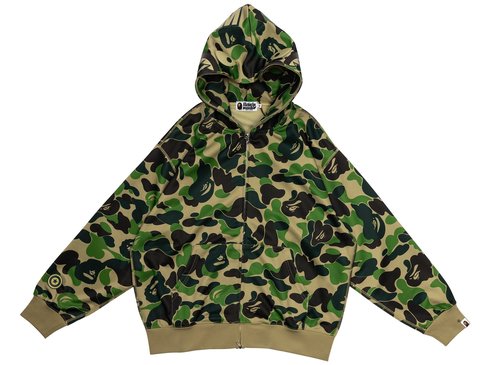 A Bathing Ape ABC Camo Rayon Relaxed Fit Shark Full Zip Hoodie - Green - 0ZXSWM115305O