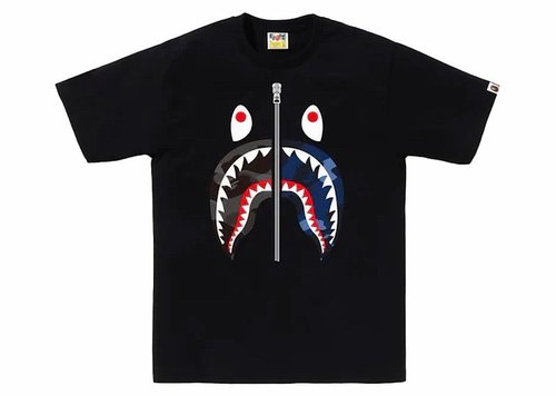 A Bathing Ape ABC Camo Rebuild Shark Tee Shirt - Black