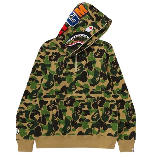 A Bathing Ape ABC Camo Shark Half Zip Pullover Hoodie green - Green - 1K80114010GRN