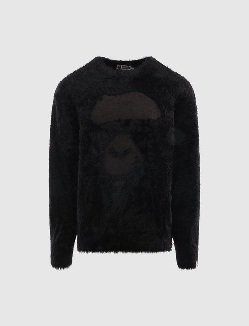 A Bathing Ape Ape Face Shaggy Sweater - 001KNL801002M-BLK