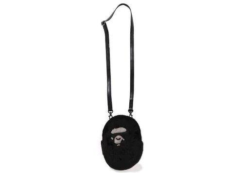 A Bathing Ape Ape Head Faux Fur Mini Shoulder Bag - Black - 1L70-190-002
