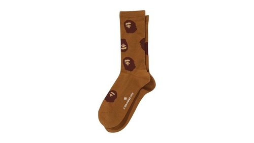 A Bathing Ape Ape Head Pattern Socks - Brown - 1L80-184-004