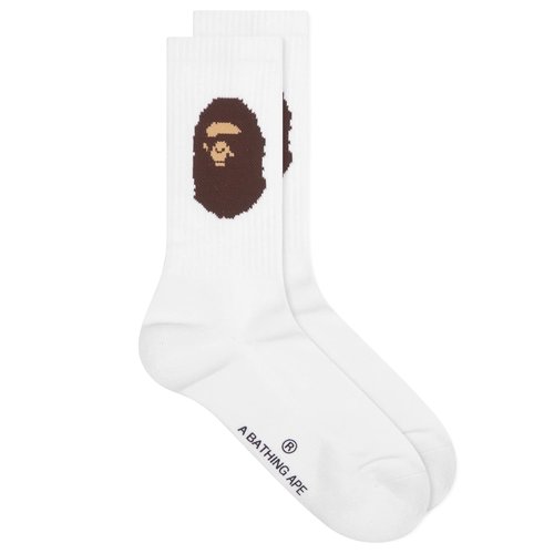 A Bathing Ape Ape Head Socks - White - 001SOK801001M-WHT
