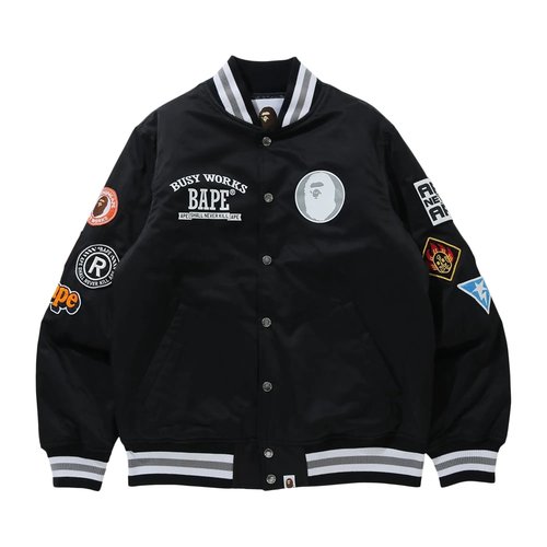 A Bathing Ape Archive Patch Puffer Nylon Varsity Jacket - 1H70-141-004