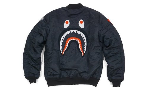 A Bathing Ape Back Shark MA1 Bomber Jacket - Black