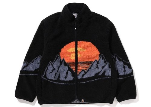 A Bathing Ape Bape Mountain Relaxed Fit Boa Jacket - Beige - 1I80-140-003