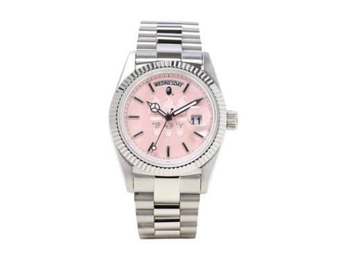 A Bathing Ape BAPY Type II BAPEX Watch - Silver/Pink - 1J30-187-002