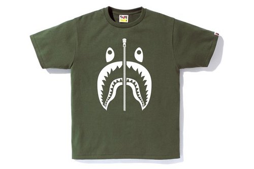 A Bathing Ape Bicolor Shark Tee Shirt - Olive Drab