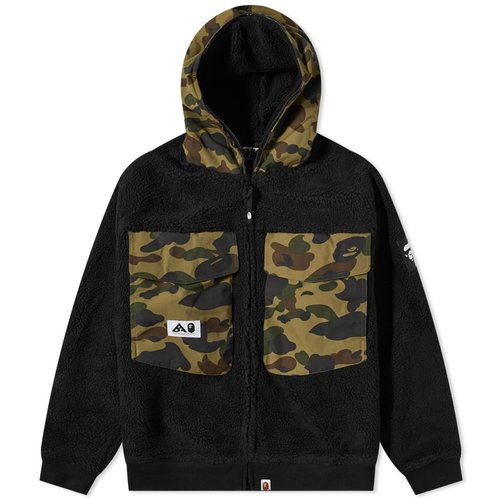 A Bathing Ape Big Pocket Relaxed Fit Boa Jacket - Black - 001LJI801004M-BLK