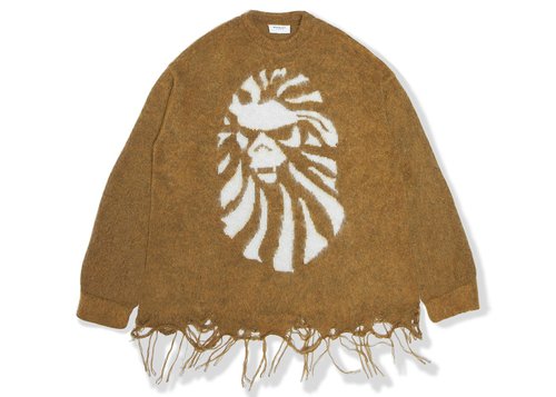 A Bathing Ape BLACK Logo Destressed Knit Sweater - Yellow