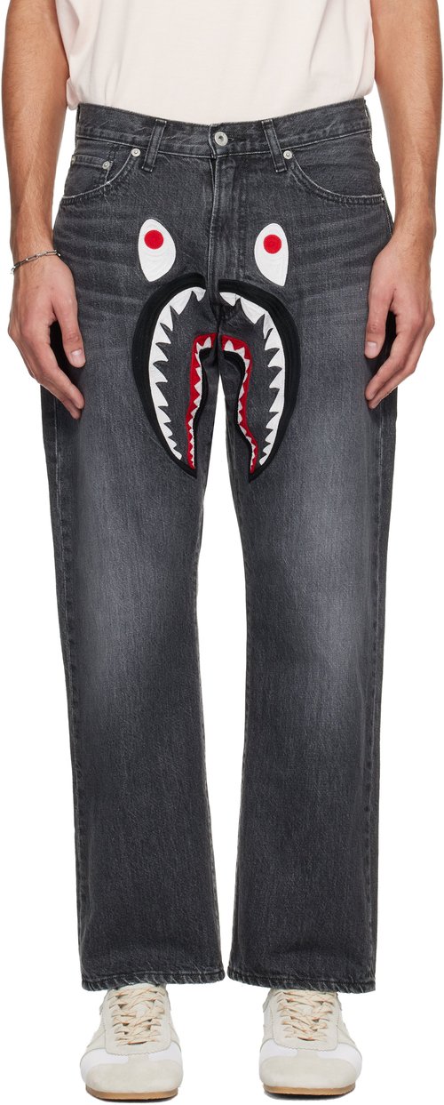A Bathing Ape Blue Shark Loose Fit Jeans - Indigo - 001DPL801006M