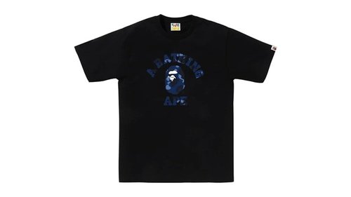 A Bathing Ape Color Camo College Tee - Black Blue - 1L80-210-016