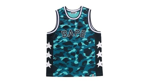 A Bathing Ape Camo Mesh Logo Relaxed Fit Tank Top - Green - 1M30-108-302