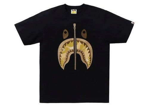 A Bathing Ape Camo Shark Tee Shirt SS24 - Black/Yellow