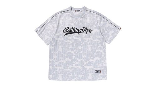 A Bathing Ape Camo Stripe Baseball Logo Relaxed Fit Tee | Size S - Black - 1L30-109-007
