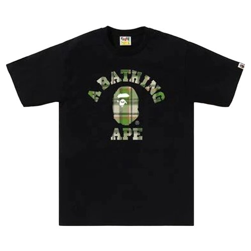 A Bathing Ape Check College Tee - Black/Red - 1L80-110-021