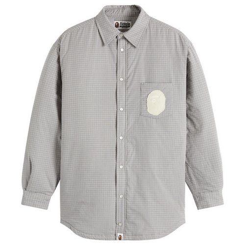 A Bathing Ape Check Padded Shirt Jacket - Gray - 001HJK802002L-GRA