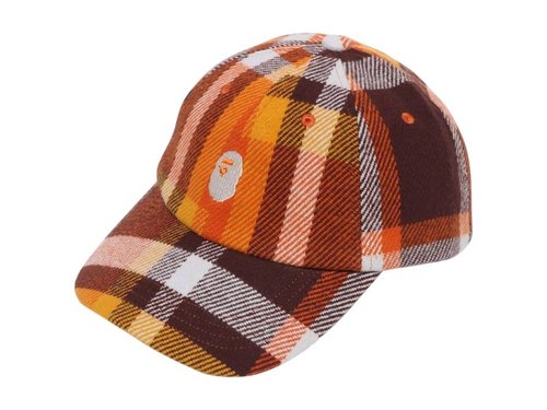 A Bathing Ape Check Panel Cap - Orange - 1K80-180-011