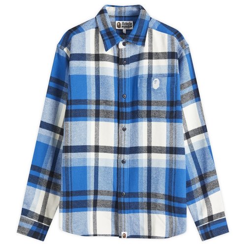 A Bathing Ape Checked Overshirt - Blue - 001SHK801004M-BLU