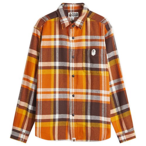 A Bathing Ape Checked Overshirt - Orange - 001SHK801004M-ORG