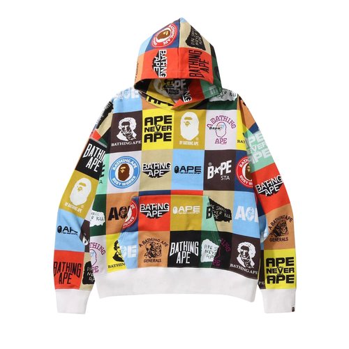 A Bathing Ape Classic Logo Loose Fit Pullover Hoodie | Multi-Color | Size S - 00391SS220106CLLFMULTICOLOR