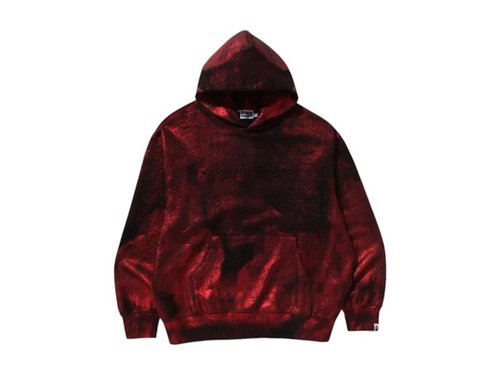 A Bathing Ape Coatted Emboss Logo Relaxed Fit Pullover Hoodie - Black - 1L30-114-318