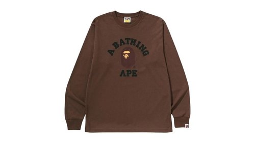 A Bathing Ape College Long-Sleeve Tee - Burgundy - 1L80-111-001