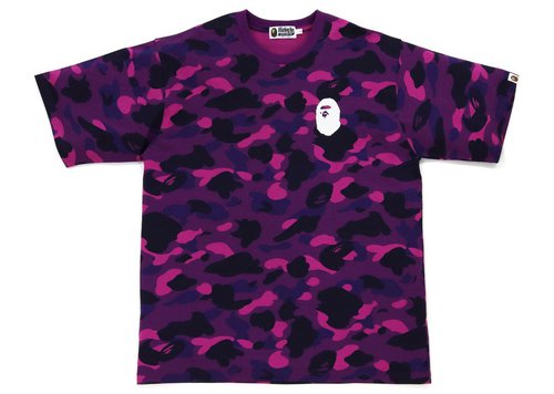 A Bathing Ape Color Camo Ape Head Relaxed Fit Tee 'Purple' | Solesense