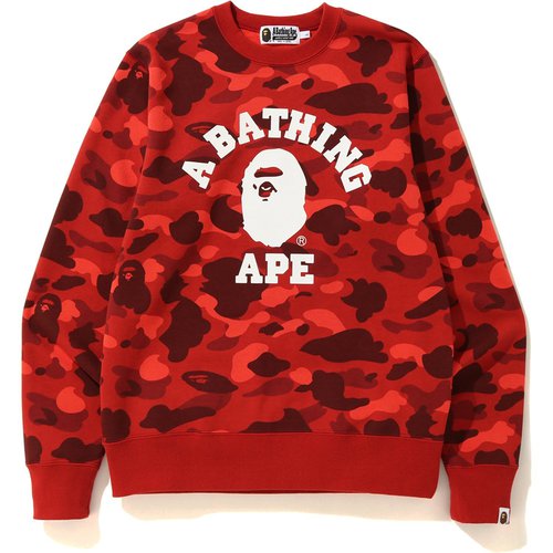 A Bathing Ape Camo College Crewneck Sweatshirt - Red