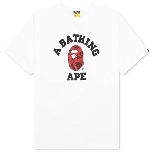 A Bathing Ape Color Camo College Tee - White/Red - 001TEJ801019MWHB