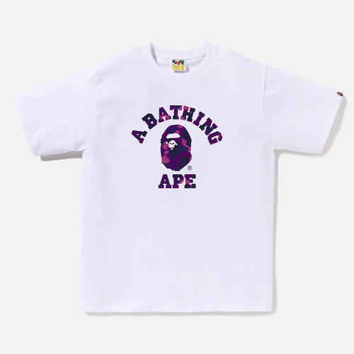 A Bathing Ape Color Camo College Tee - White/Purple - 001TEL801016M