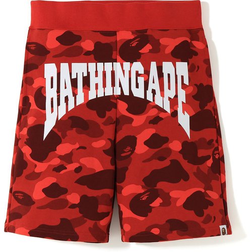 A Bathing Ape Camo Logo Sweat Shorts - Red