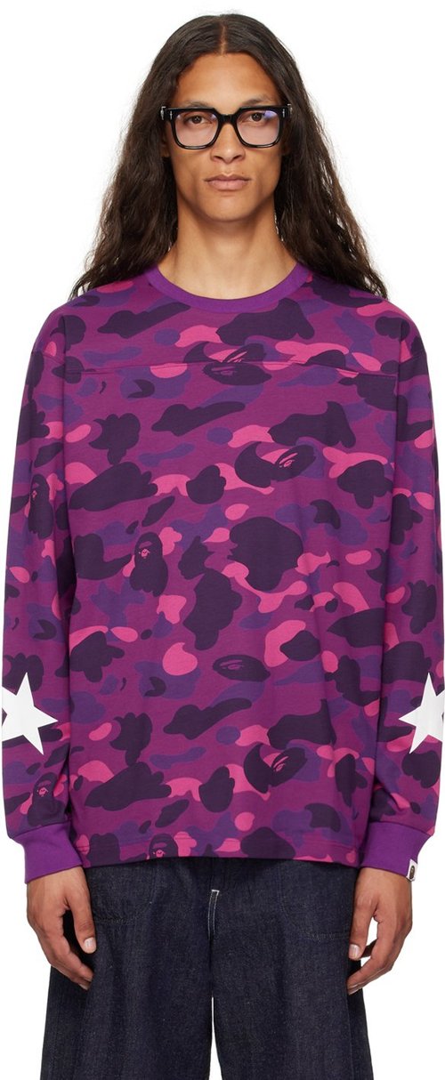 A Bathing Ape Color Camo Long Sleeve T-Shirt - Purple - 001LTK301007M