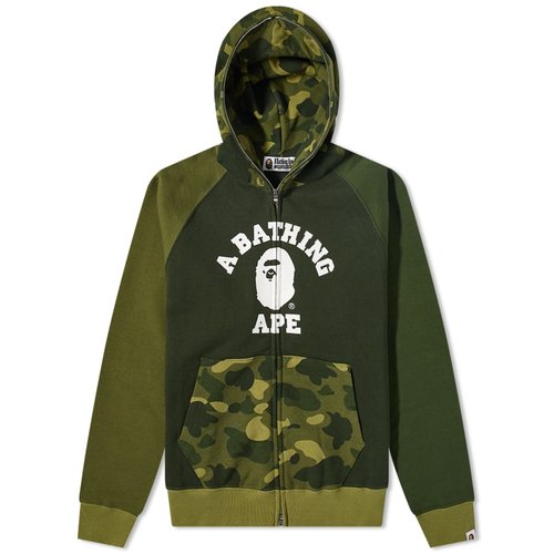 A Bathing Ape Color Camo Relaxed Fit Full Zip Hoodie - Green - 001ZPI801008M-GRN