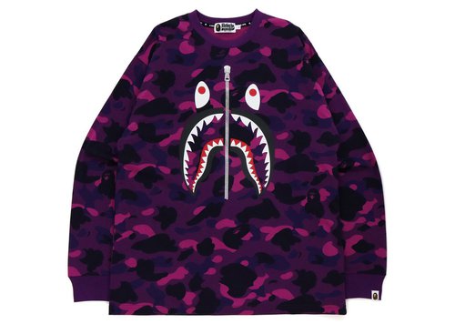 A Bathing Ape Color Camo Shark Relaxed Fit L/S Tee 