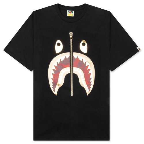 A Bathing Ape Color Camo Shark Tee - Black/Red - 001TEK301020M-BLKRED