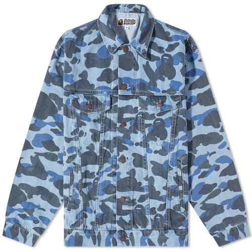 A Bathing Ape Colour Camo Over Print Denim Jacket - Light Indigo - 001LJJ301008M-LIGHTIND