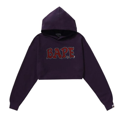 A Bathing Ape Crystal Stone Cropped Pullover Hoodie - 1J80-214-003