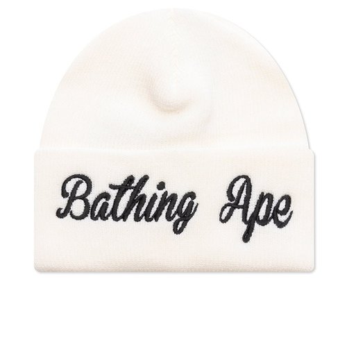A Bathing Ape Cuffed Knit Beanie - White - 001CPB801021X-WHT