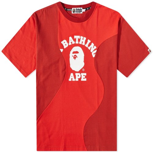 A Bathing Ape Cutting College Relaxed Fit T-Shirt - Red - 001CSJ301011M-RED