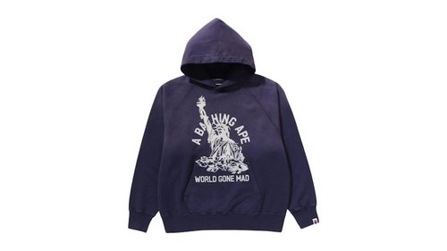 A Bathing Ape Destroy Washed Relaxed Fit Pullover Hoodie - Black - 1L80-114-002