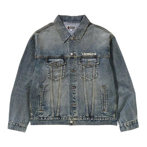 A Bathing Ape Distressed Denim Trucker Jacket - Black - 1K80-140-308